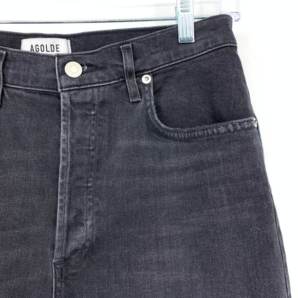 Agolde Button Fly Riley High Rise Straight Crop Jean Womens 29 Black Gray Wash - Picture 3 of 6